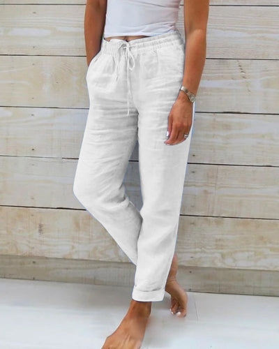 Pantalon Esteralda En Coton & Lin avec taille élastiqué