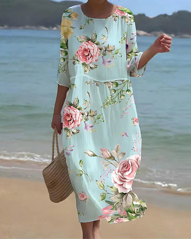 Miranda™ Elégante robe à fleurs couvrant le ventre