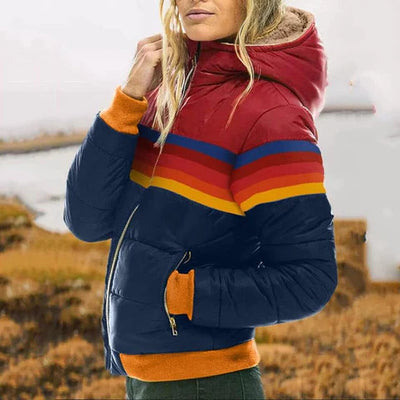 Roswitha - Parka rétro pour femme avec capuche en fausse fourrure