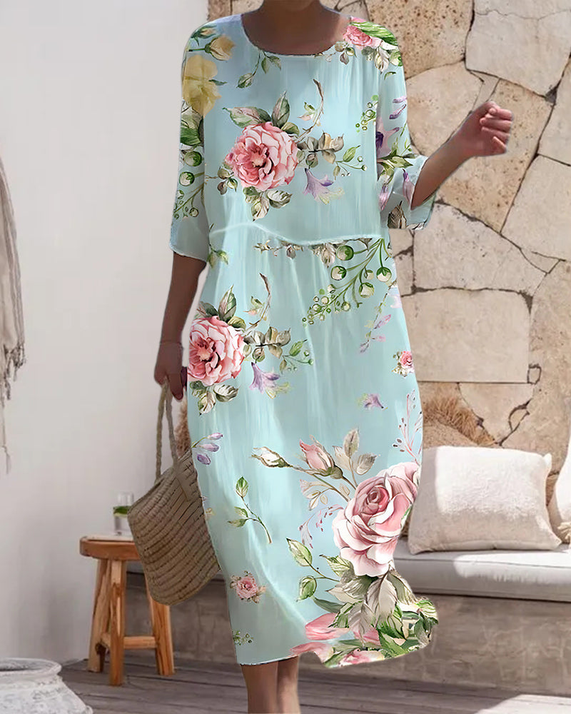 Miranda™ Elégante robe à fleurs couvrant le ventre