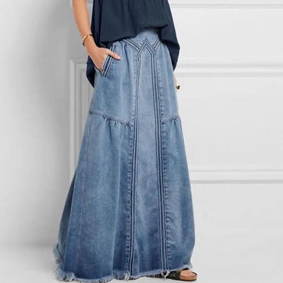 Jupe en denim ample avec taille élastiquée