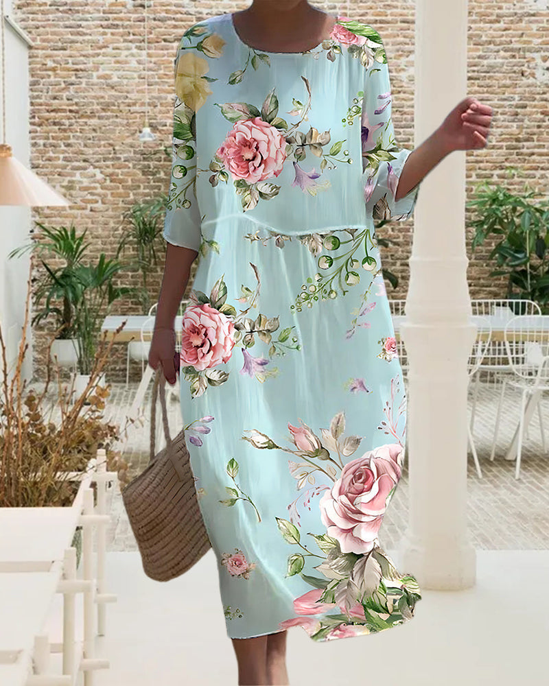 Miranda™ Elégante robe à fleurs couvrant le ventre